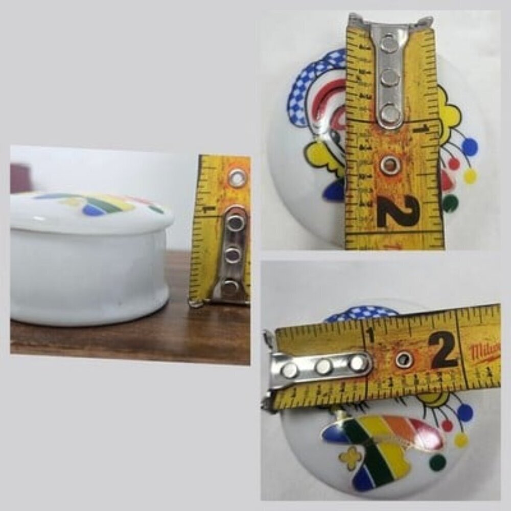 Vintage Trippies Inc. 90's Porcelain Trinket Keepsake Box Clown 2" New - Picture 8 of 8